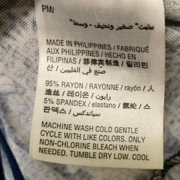 Style & Co Boho-Chic Blue Floral Bell Sleeve Blouse Size PM - Picture 7 of 7